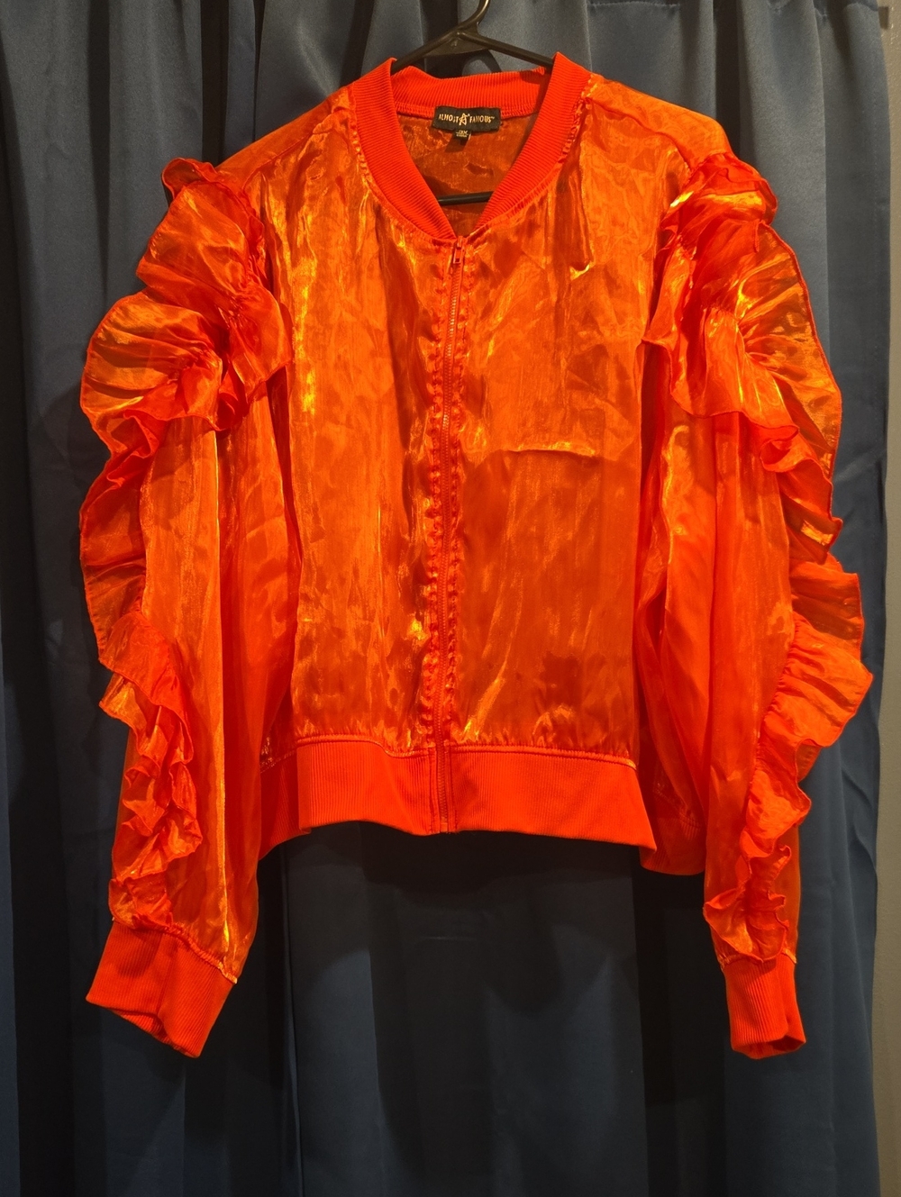 Almost Famous Bright Orange Satin Bomber
